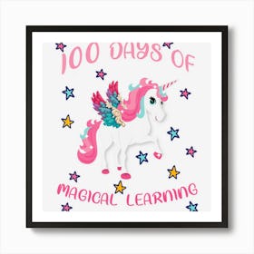 Happy 100th Day Of School Unicorn Magical Learning Art Print