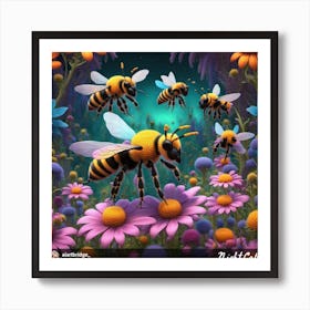 Bees In The Garden Art Print