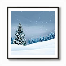 A Serene Winter Landscape Under A Subdued Grey Sky Snow Blankets A Fir Tree Frost Glistens On Surr (5) Art Print