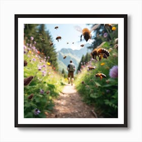 Bees In The Meadow Art Print