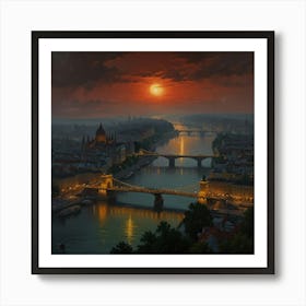 Budapest At Sunset Art Print