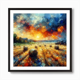 Sunset In The Field Art Print