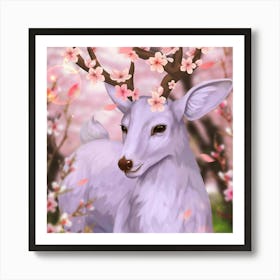 Deer In Cherry Blossoms Art Print