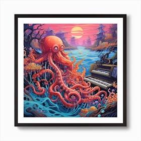 Octopus Piano Art Print