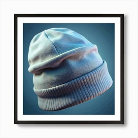 White Knit Beanie Hat Mockup Art Print