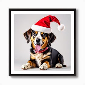 Santa Dog Art Print