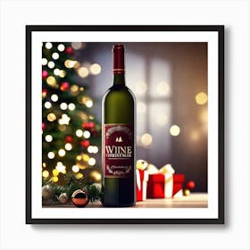 Christmas Wine Bottle 1 Art Print