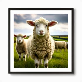 Nature Wool Farm Animal Herd Countryside Grass Sheep Mammal Green Landscape Farming Meado (8) Art Print