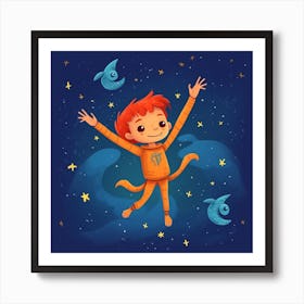 Little Boy In Space Art Print