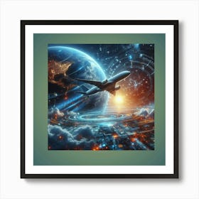 Spacecraft Flying Over Earth Art Print