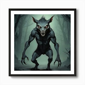 Chupacabra with glowing eyes Halloween Art Print