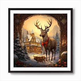 Christmas Deer Art Print