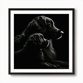 Black And White Dog Portrait 2 Art Print