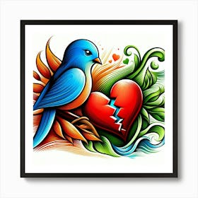 Bird With Broken Heart 1 Art Print