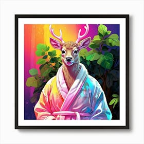 Deer In Bathrobe 2 Art Print