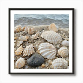 Assortment Of Seashells On Sandy Ocean Floor (1) Art Print