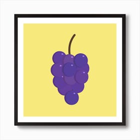 Bunches Of Purple Grapes Icon In Flat Design Art Print