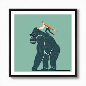 Businessman Riding A Gorilla Art Print