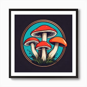 Mushrooms On The Grass Art Print