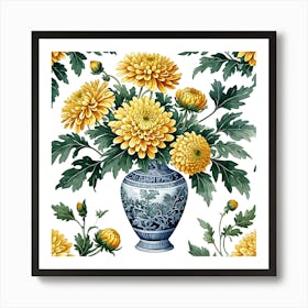 Chrysanthemums In A Vase 2 Art Print