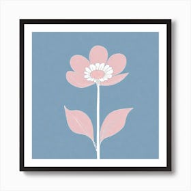 A White And Pink Flower In Minimalist Style Square Composition 153 Art Print