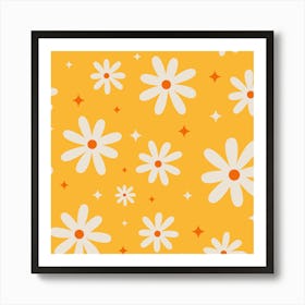 1970 Daisy Flowers 3 Art Print