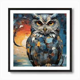 Owl At Sunset Art Print