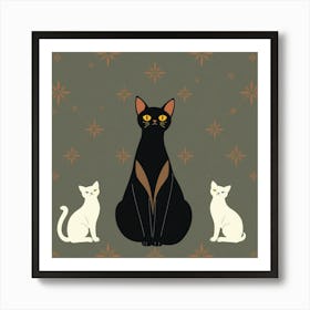 Black And White Cats Art Print