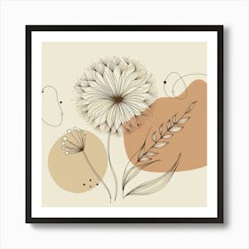 Flowers On A Beige Background Art Print