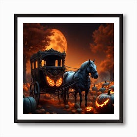 Horse Drawn Carriage With Pumpkins Art Print