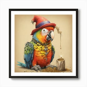 Parrot With A Hat Art Print