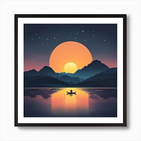 Sunset In A Canoe Art Print