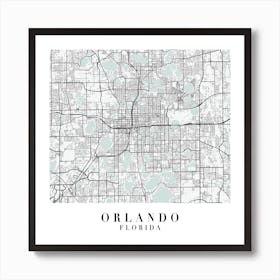 Orlando Florida Street Map Minimal Color Square Art Print