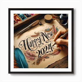 Happy New Year Handwritten Art Print