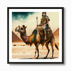 Egyptian Man On Camel Poster