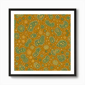 A Pattern Featuring Amoeba Like Blobs Shapes With Edges, Flat Art, 112 Art Print