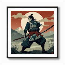 Samurai Ukiyoe E Style Illustration Art Print 0 (1) Art Print