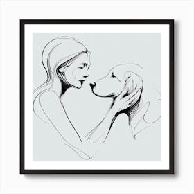 Woman care for her dog Art Print