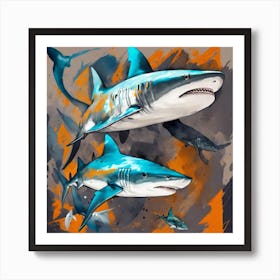 Pisces Sharks Art Print