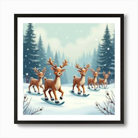 Flux Dev A Serene Winter Wonderland Scene Featuring A Group Of 2 Art Print