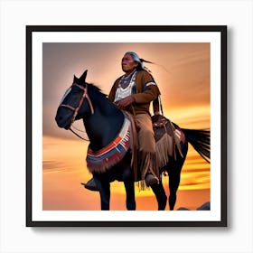 Native American Man On Horseback 1 Art Print
