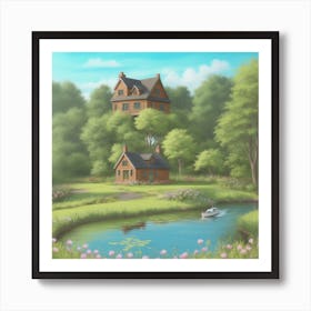 House By The Pond Art Print