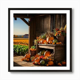 Abundant Autumn Harvest Fresh Seasonal Vegetables Cornucopia Overflowing Pumpkin Centerpiece Nat (2) Art Print