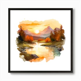 Watercolor Landscape Painting 9 Art Print