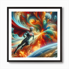 Superman Flying In Space 1 Art Print