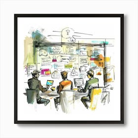 Group Of People At A Meeting Art Print