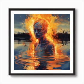 Man In The Water 1 Art Print