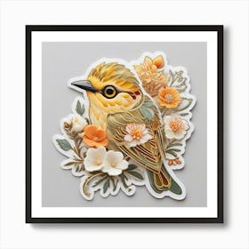 Bird With Flowers Art Print