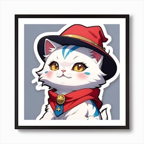 Cute Cat With Hat Art Print