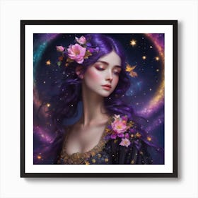 Purple Haired Girl Art Print